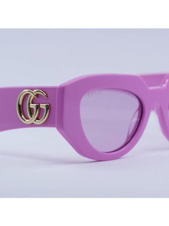 Gucci GG1421S 004 Sunglasses Pink Geometric Frame, Pink Magenta Lenses main image 12